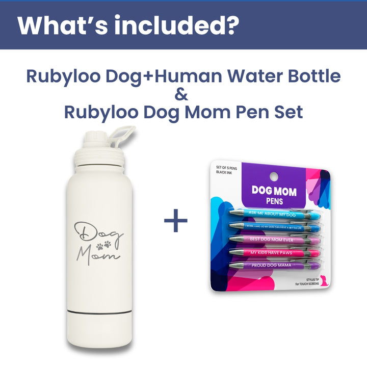 Water Bottle with Dog Bowl & Dog-Themed Stylus Pen Set