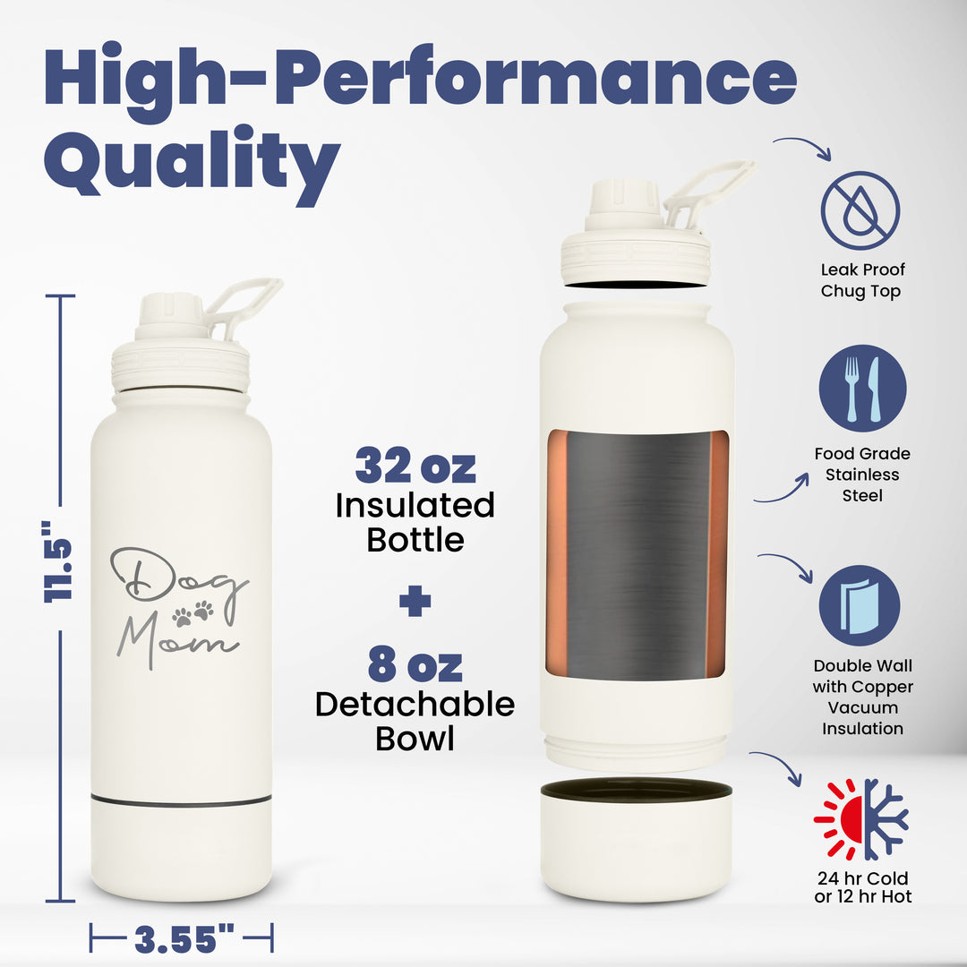Water Bottle with Dog Bowl & Dog-Themed Stylus Pen Set