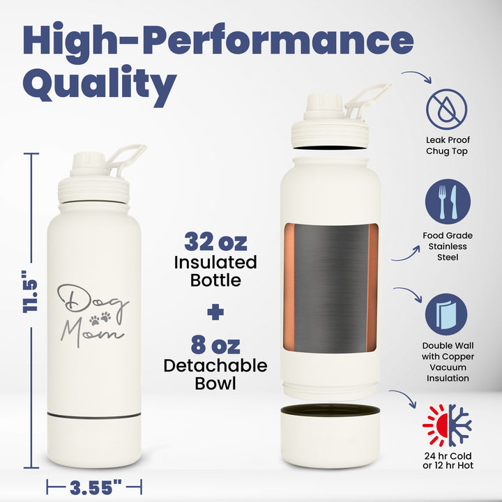 Water Bottle with Dog Bowl & Dog-Themed Stylus Pen Set